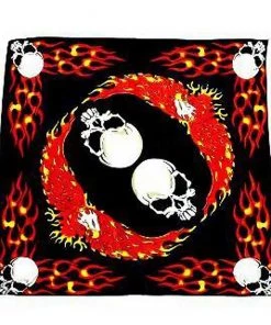 Dr Faust store 14 Dr Faust Flaming Flying Eagle Skull Black Cotton Bandana - Karl Bandanas