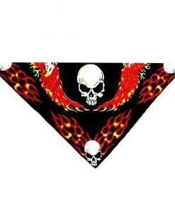Dr Faust Flaming Flying Eagle Skull Black Cotton Bandana - Karl Bandanas
