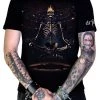 Dr Faust Flaming Yoga Skeleton Meditating Black T-Shirt - Lionel