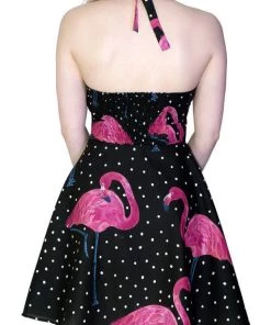 Dr Faust DRESSES Pink Flamingo White Polka Black Mini Dress - Flo