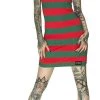 Dr Faust Freddy Krueger Style Red And Green Mini Dress - Aubrey