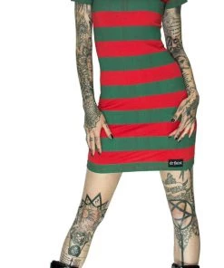 Dr Faust Freddy Krueger Style Red And Green Mini Dress - Aubrey