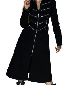 Dr Faust JACKETS Alternative Matrix Long Cotton Black Coat - Bellona