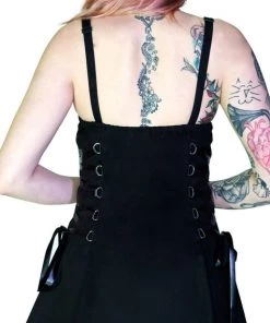 Dr Faust Zip Up Front D-Ring Black Mini Dress - Nylah DRESSES