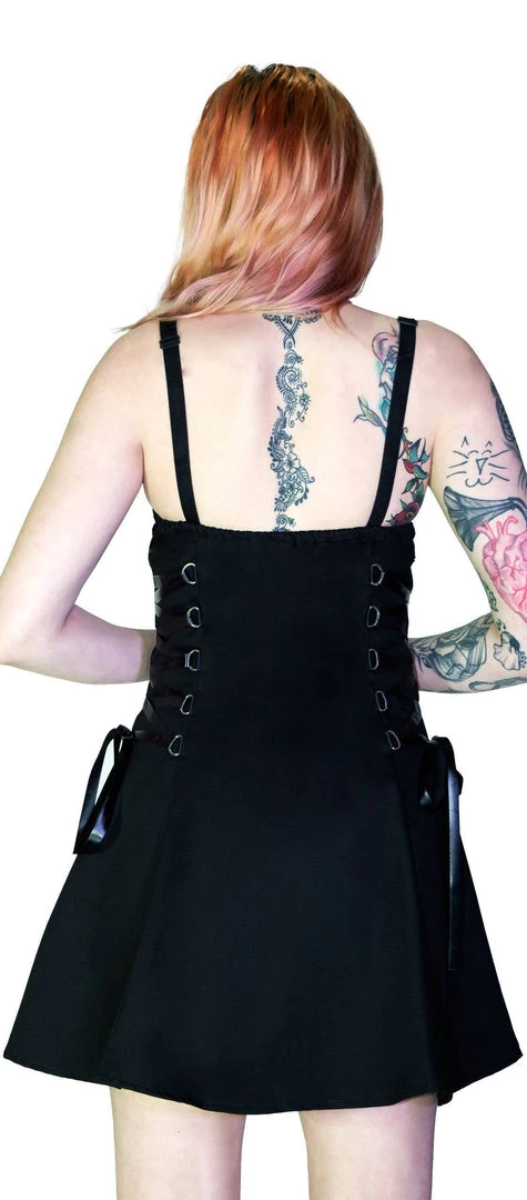 Dr Faust Zip Up Front D-Ring Black Mini Dress - Nylah DRESSES