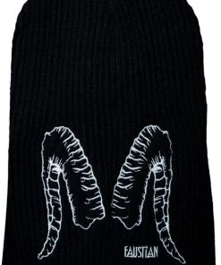 Dr Faust ACCESSORIES White Ram Horns Faustian Black Beanie - Gatria