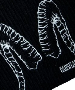 Dr Faust ACCESSORIES White Ram Horns Faustian Black Beanie - Gatria