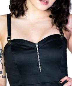 Dr Faust Geometric Metal Buckle Black Mini Dress - Serenity DRESSES