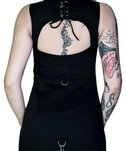 Dr Faust Goth Bondage Black Mini Dress - Maia DRESSES