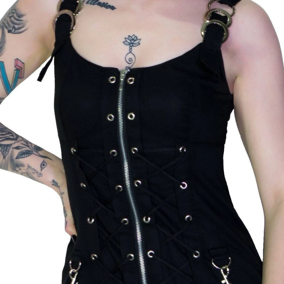 Dr Faust Goth Bondage Black Mini Dress - Maia DRESSES 5 Dr Faust Goth Bondage Black Mini Dress - Maia DRESSES