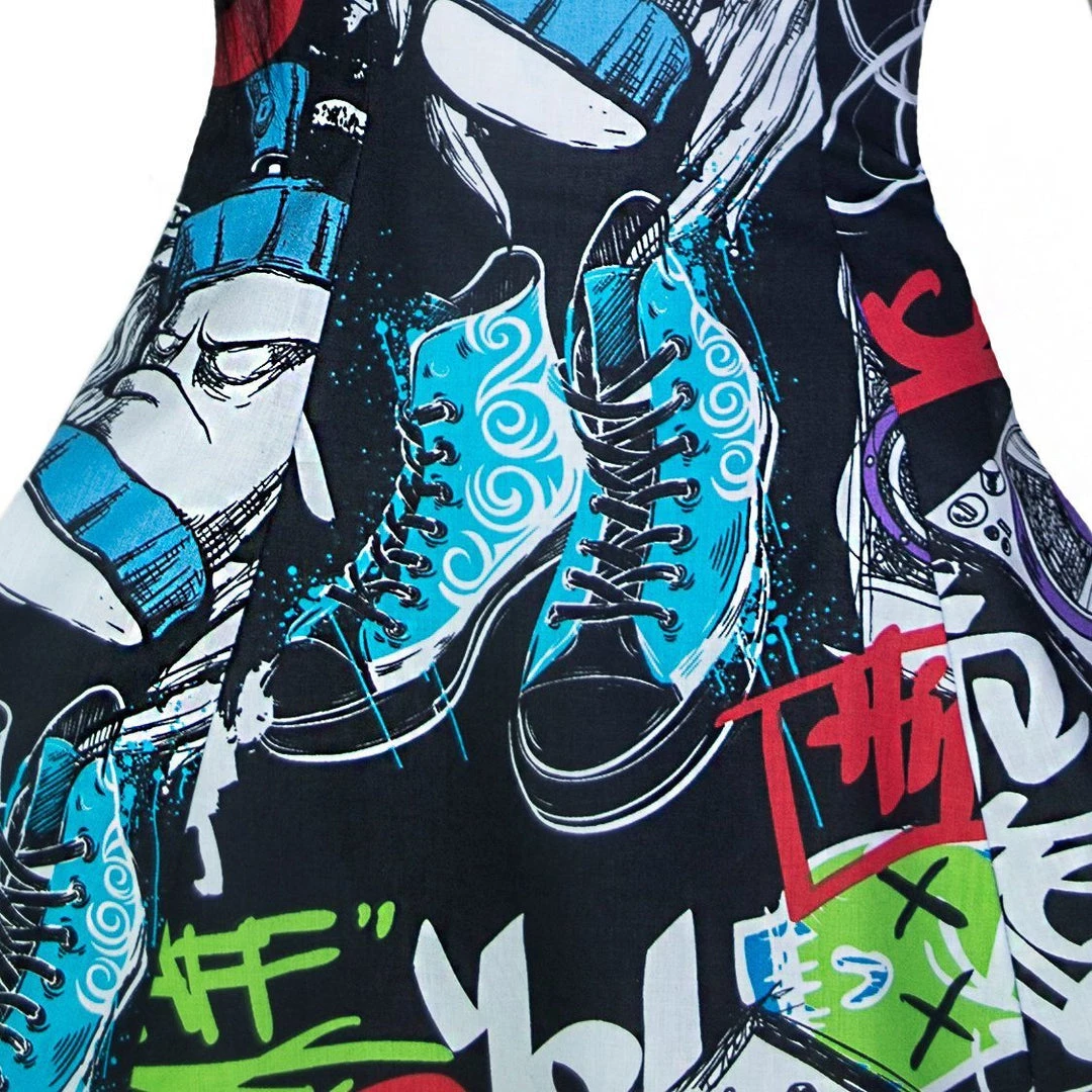 Dr Faust DRESSES Graffiti Converse Hip Hop All Stars Trainers Mini Dress - Taylor