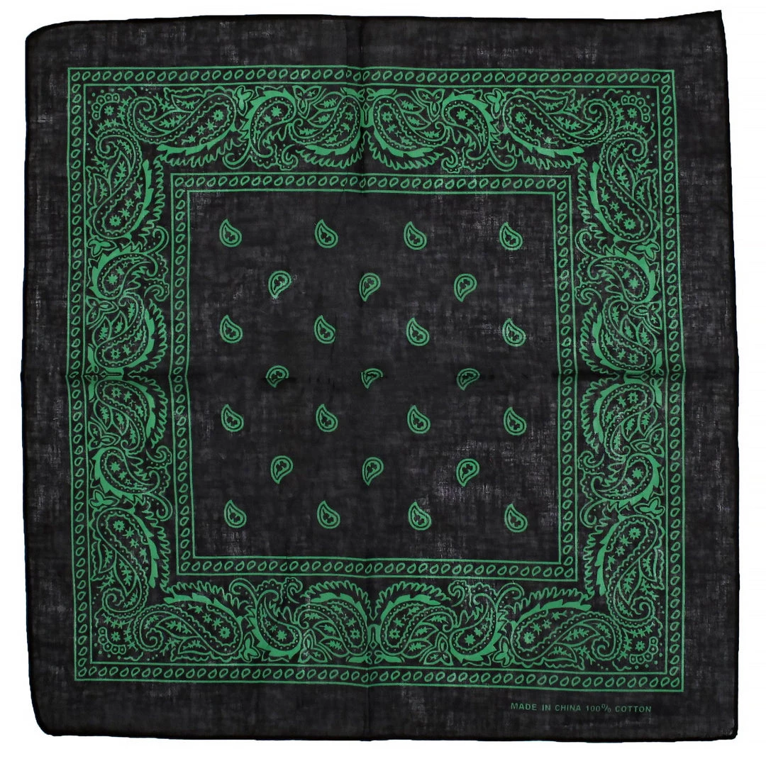 Dr Faust Bandanas Green Design Black Cotton Bandana - Everard 3 Dr Faust Bandanas Green Design Black Cotton Bandana - Everard
