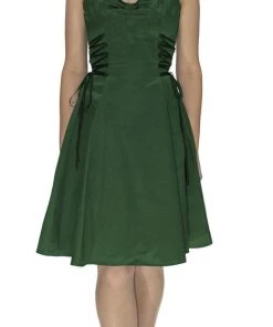 Dr Faust Raw Silk Green Midi Dress - Julianna DRESSES