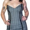 Dr Faust DRESSES Grey Checkered Lace-Up Mini Dress - Jana