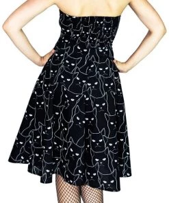Dr Faust Grumpy Cats Black Midi Dress - Felina DRESSES
