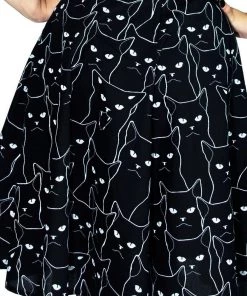 Dr Faust Grumpy Cats Black Midi Dress - Felina DRESSES