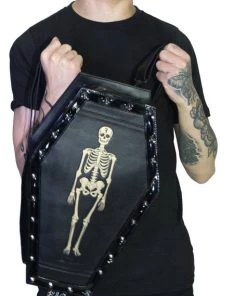 Dr Faust ACCESSORIES Skeleton Large Vegan Leather Coffin Back Pack - Eddie
