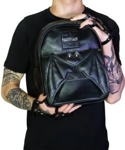 Dr Faust Happy 3D Bat Black Vegan Leather Backpack - Taipan