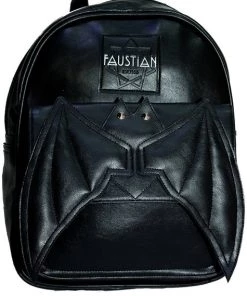 Dr Faust Happy 3D Bat Black Vegan Leather Backpack - Taipan