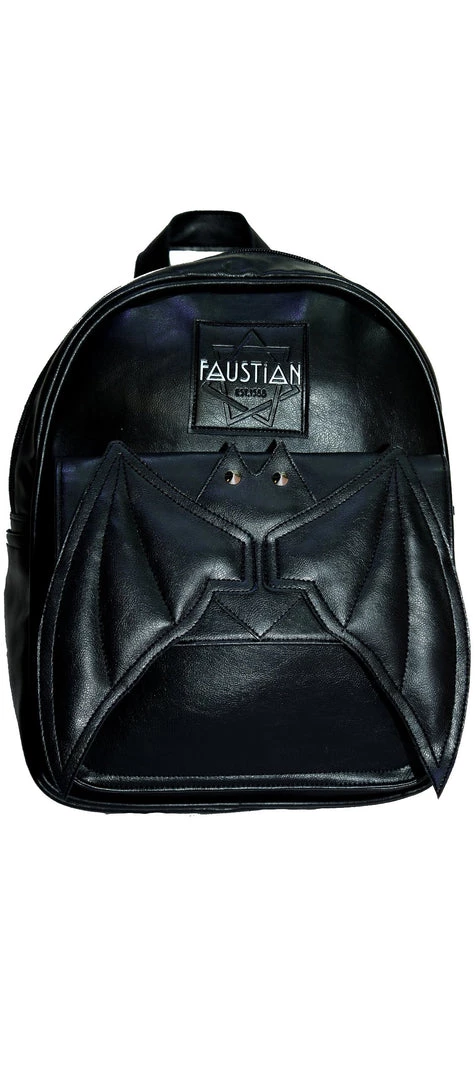 Dr Faust Happy 3D Bat Black Vegan Leather Backpack - Taipan