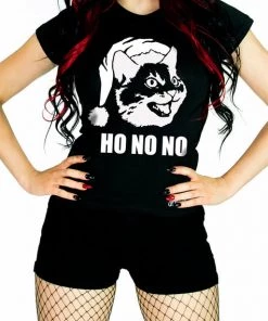 Dr Faust Ho No No Cat Black T-Shirt - Noela OMEN COLLECTIONNEW