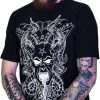 Dr Faust OMEN COLLECTIONNEW Horned Baphomet Nu Goth Black Demon T-Shirt - Damon