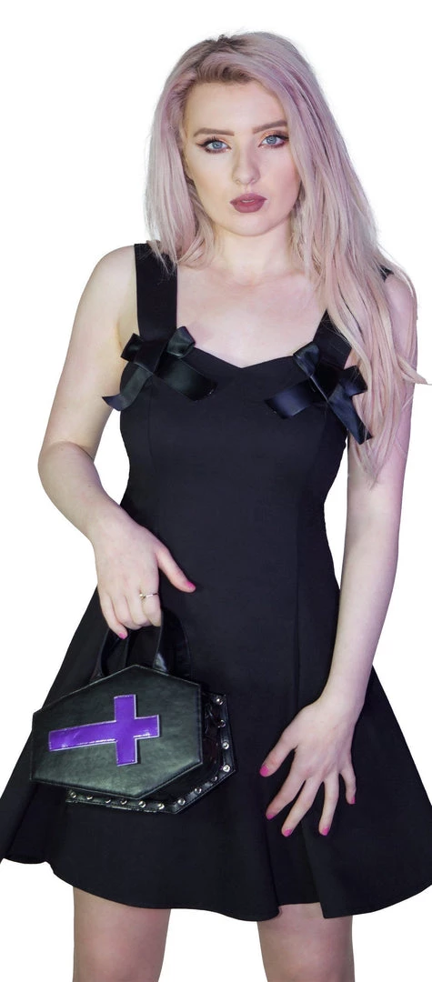 Dr Faust Interchangeable Magnetic Crosses Studs Vegan Leather Small Coffin Bag - Katana ACCESSORIES