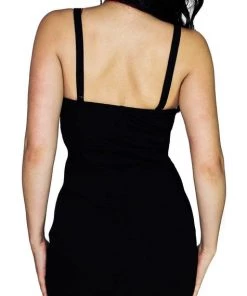 Dr Faust DRESSES Lace-Up Ribbon Black Mini Dress - Locasta