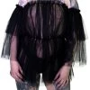 Dr Faust Lace Bardot Black Sheer Mini Dress - Wilhelmina DRESSES