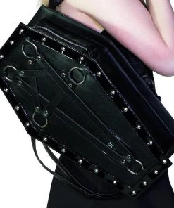 Dr Faust Large Black Pentagram Vegan Leather Coffin Bag - Primrose ACCESSORIES