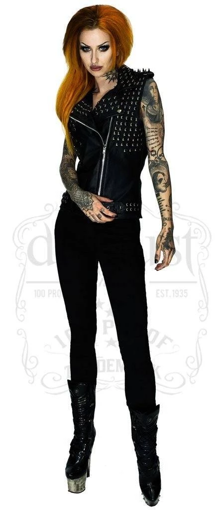 Dr Faust JACKETS Black Studs And Spikes Leather Black Biker Vest - Lofn 3 Dr Faust JACKETS Black Studs And Spikes Leather Black Biker Vest - Lofn