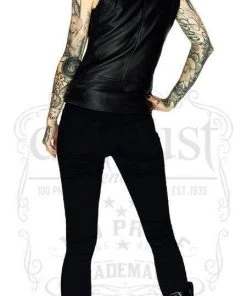 Dr Faust JACKETS Black Studs And Spikes Leather Black Biker Vest - Lofn