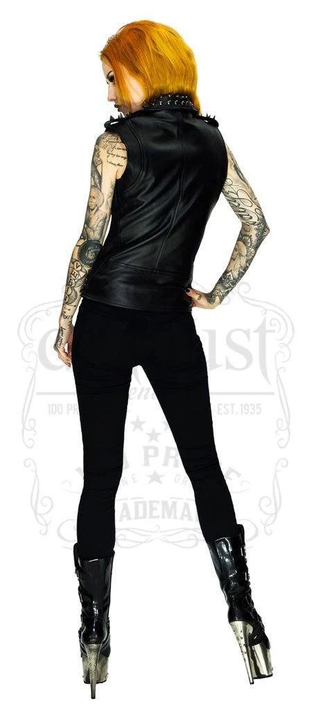 Dr Faust JACKETS Black Studs And Spikes Leather Black Biker Vest - Lofn 4 Dr Faust JACKETS Black Studs And Spikes Leather Black Biker Vest - Lofn