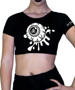 Dr Faust Leviathan Cross Eyeball Black Crop Top - Breanna