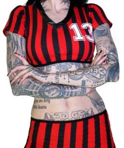 Dr Faust Little Devil Black And Red Top And Shorts Set - Nadine