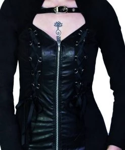 Dr Faust DRESSES Long Sleeve Zipped Bodycon Black Mini Dress - Kaydence