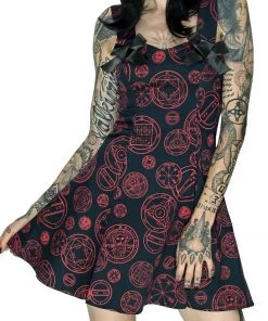 Dr Faust Red Magical Spell Black Mini Dress - Daisy DRESSES