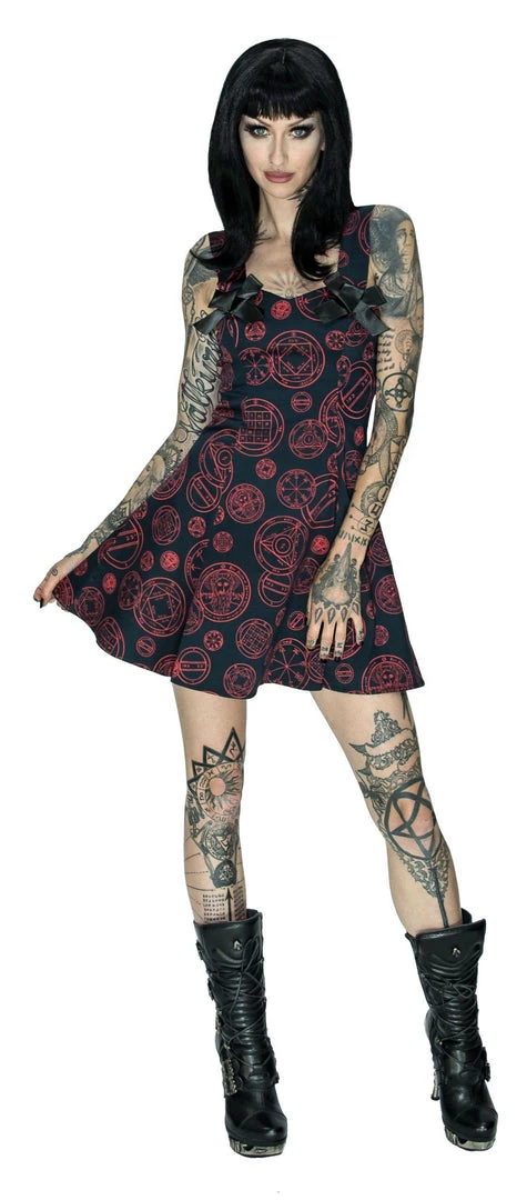 Dr Faust Red Magical Spell Black Mini Dress - Daisy DRESSES 3 Dr Faust Red Magical Spell Black Mini Dress - Daisy DRESSES
