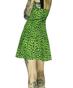 Dr Faust DRESSES Magical Green Leopard Mini Dress - Sadie
