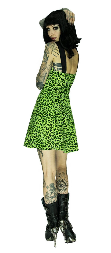 Dr Faust DRESSES Magical Green Leopard Mini Dress - Sadie 4 Dr Faust DRESSES Magical Green Leopard Mini Dress - Sadie