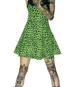 Dr Faust DRESSES Magical Green Leopard Mini Dress - Sadie