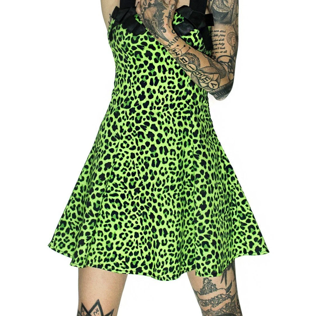 Dr Faust DRESSES Magical Green Leopard Mini Dress - Sadie 5 Dr Faust DRESSES Magical Green Leopard Mini Dress - Sadie