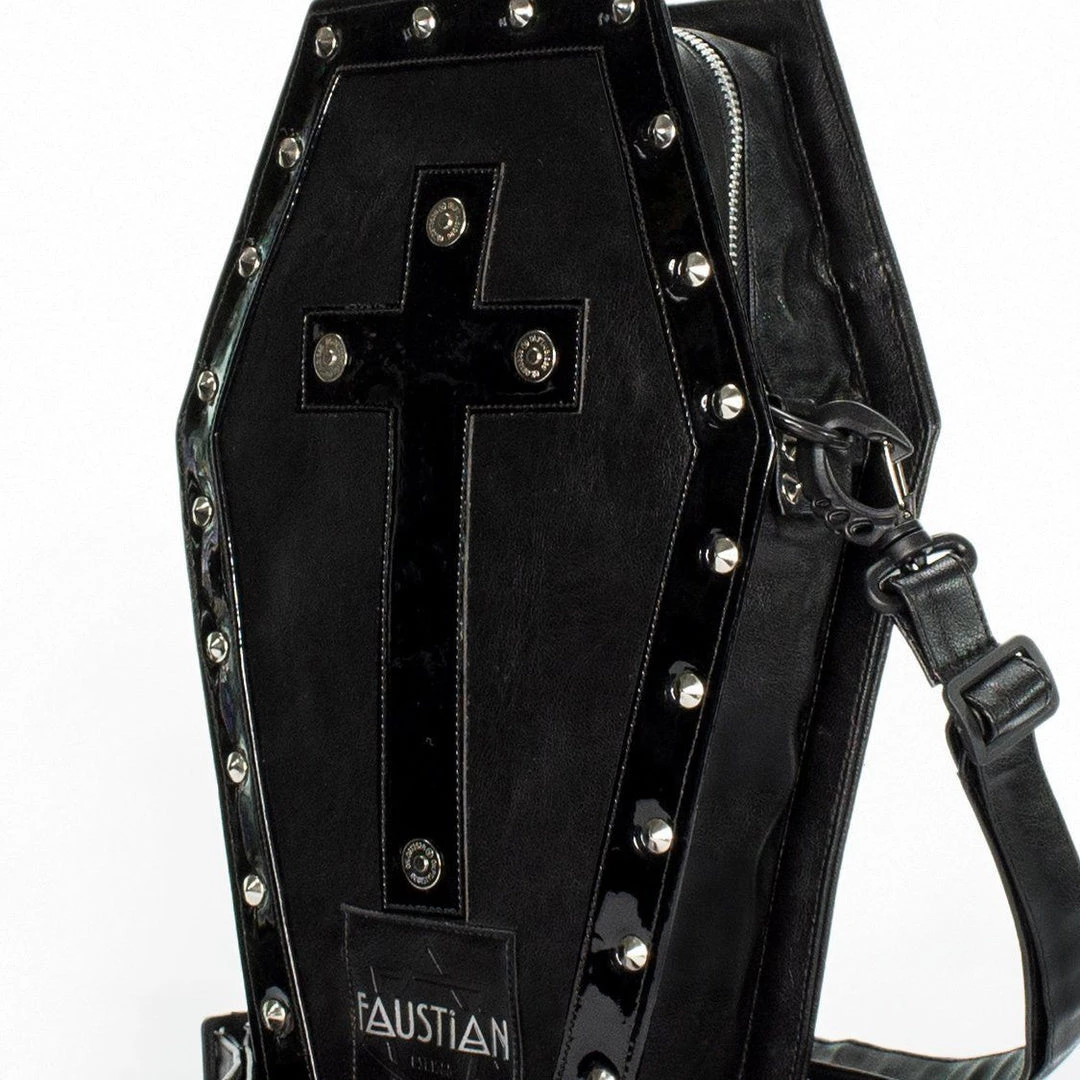 Dr Faust ACCESSORIES Interchangeable Crosses Vegan Leather Coffin Bag - Katana