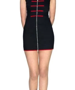 Dr Faust Military Bodycon Black Mini Dress - Armee DRESSES