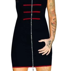 Dr Faust Military Bodycon Black Mini Dress - Armee DRESSES