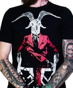 Dr Faust Modern Day Lucifer Nu Goth Black T-Shirt - Déchu OMEN COLLECTIONNEW