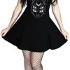 Dr Faust Moon Cat Little Black Mini Dress - Katriane
