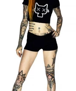 Dr Faust Neko Dead Cat Black Crop Top - Jolene OMEN COLLECTIONNEW