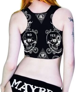 Dr Faust Ouija Board Print Top And Panties Black Set - Adelina