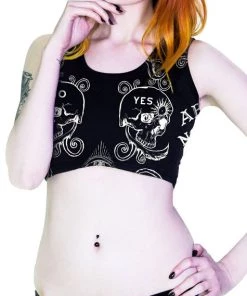Dr Faust Ouija Board Print Top And Panties Black Set - Adelina